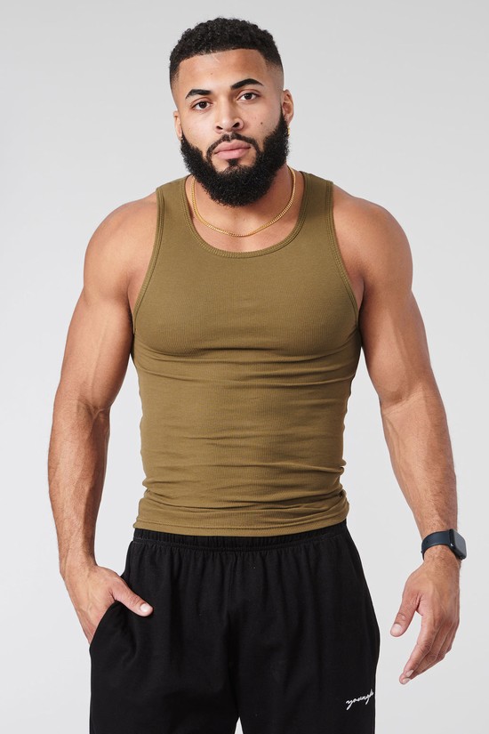 Camiseta Tirantes Youngla 340 Wife Lovers 3 Pack Hombre Verde | ZDMKVGW-42