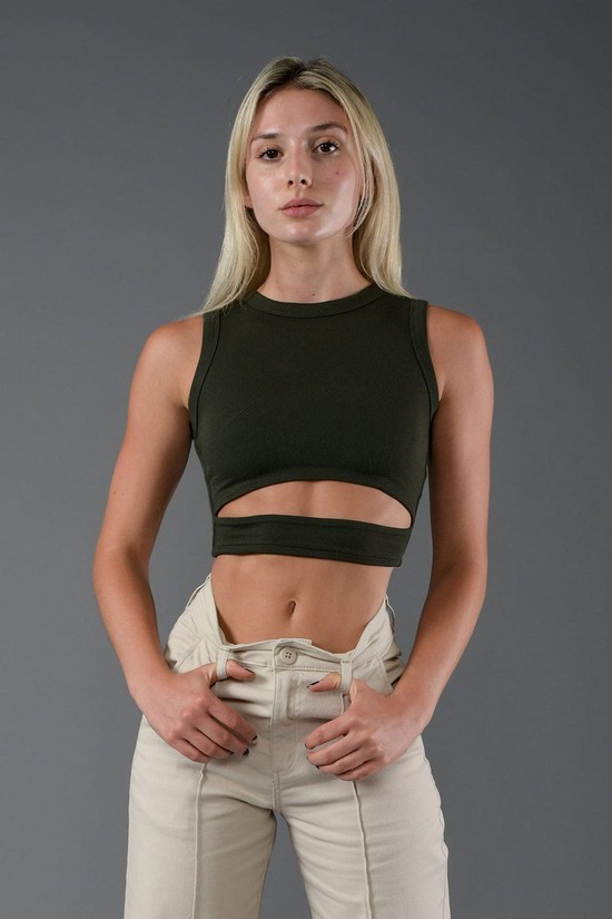 Camiseta Tirantes Youngla W302 Sash Mujer Verde | PSYDUAJ-52