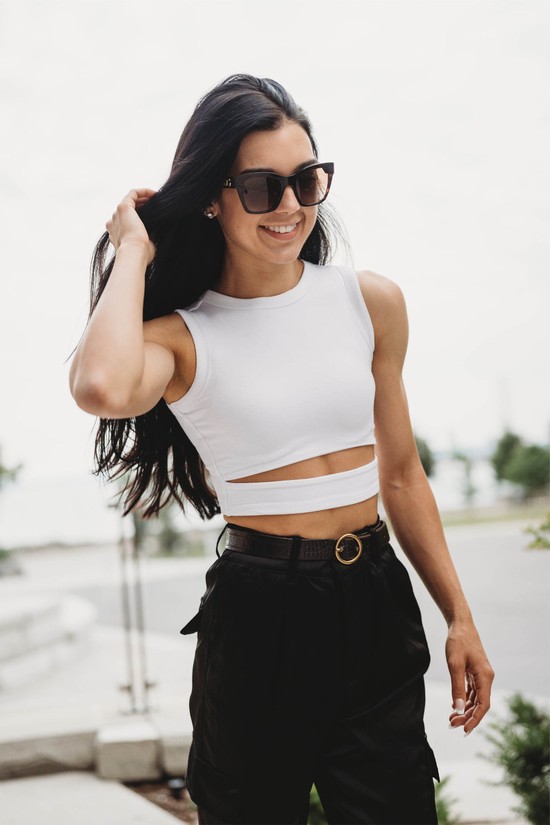 Camiseta Tirantes Youngla W302 Sash Mujer Blancas | TQRAZXK-28