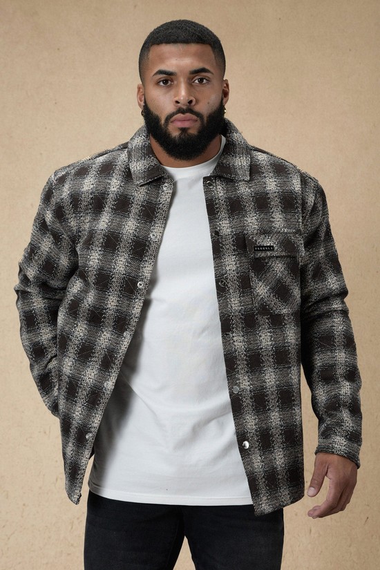 Chaquetas Youngla 556 High Profile Flannel Hombre Negras Gris | OPMNAJH-70