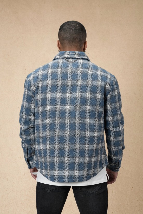 Chaquetas Youngla 556 High Profile Flannel Hombre Azules | YNHUGJT-47