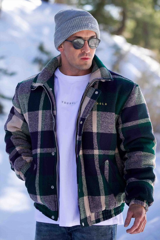 Chaquetas Youngla 563 Kingpins Hombre Verde Beige | DZAWGYC-71