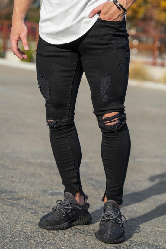 Jeans Youngla 604 Extra Distressed Denim Hombre Negras | AYJORWE-25
