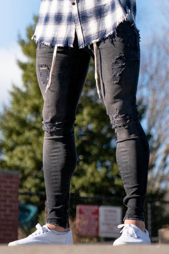 Jeans Youngla 604 Extra Distressed Denim Hombre Negras | HXZBOTU-45