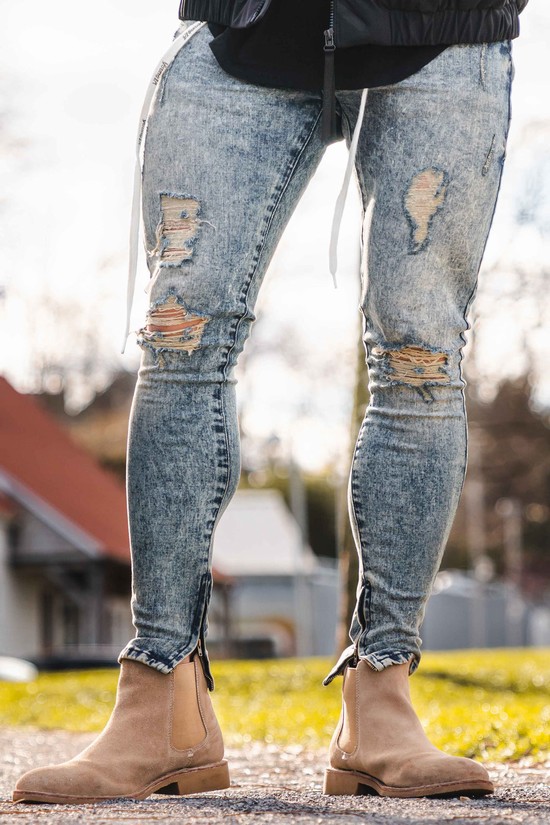 Jeans Youngla 604 Extra Distressed Denim Hombre Gris | IUJOXAK-57
