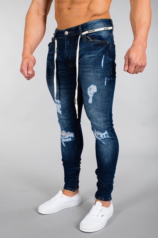 Jeans Youngla 604 Extra Distressed Denim Hombre Azules | YZLJHSX-96
