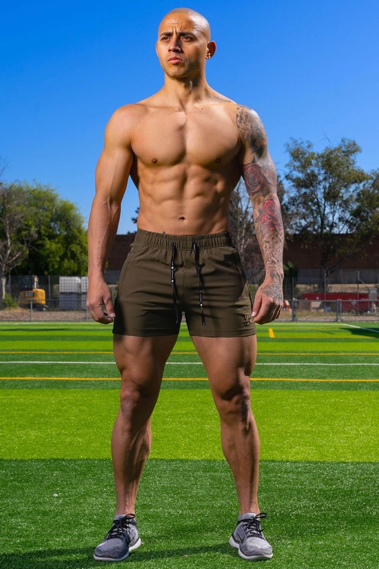 Pantalones Cortos Youngla 101 Bodybuilding Hombre Cafe | FDHJBCE-98