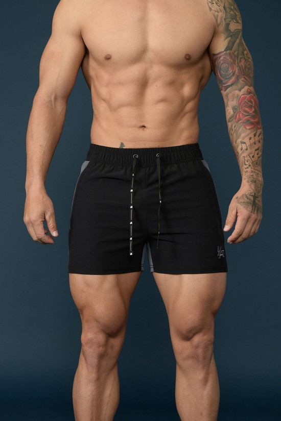 Pantalones Cortos Youngla 101 Bodybuilding Hombre Negras | GBRLHSI-09