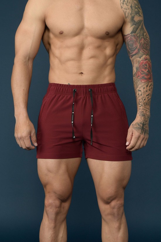 Pantalones Cortos Youngla 101 Bodybuilding Hombre Burdeos | XZIRLJH-61