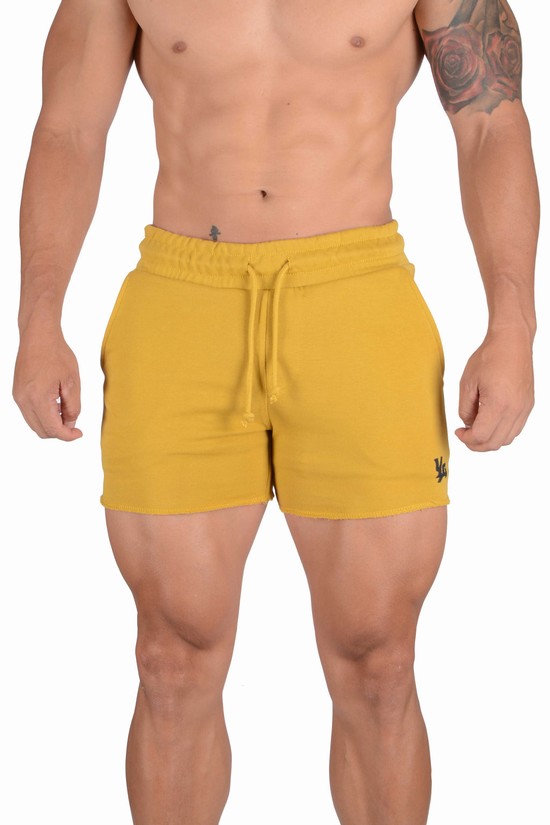 Pantalones Cortos Youngla 102 Bodybuilding French Terry Hombre Amarillo | ARKLDOE-71