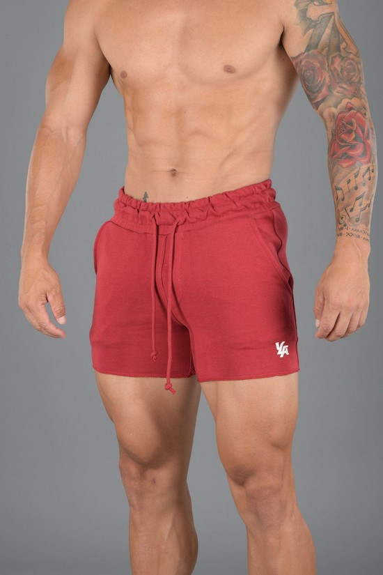 Pantalones Cortos Youngla 102 Bodybuilding French Terry Hombre Rojas | ASFUMKJ-37