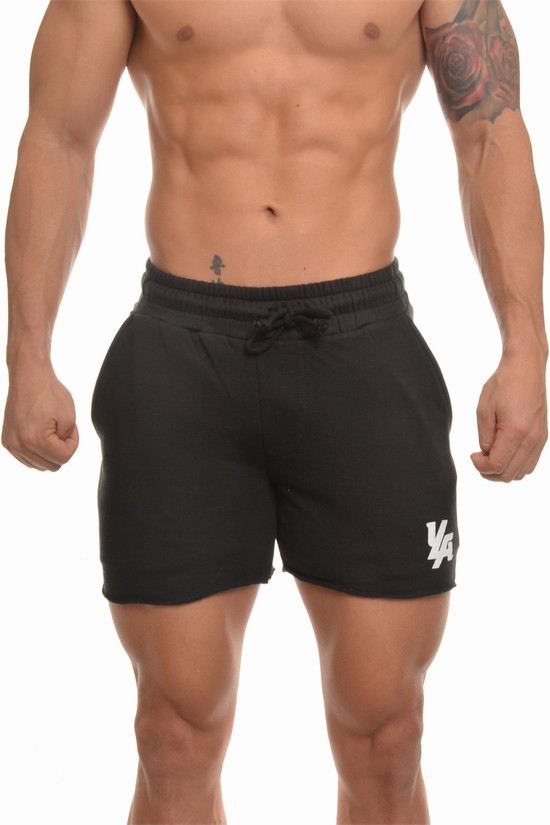 Pantalones Cortos Youngla 102 Bodybuilding French Terry Hombre Negras | AVIDLJU-15