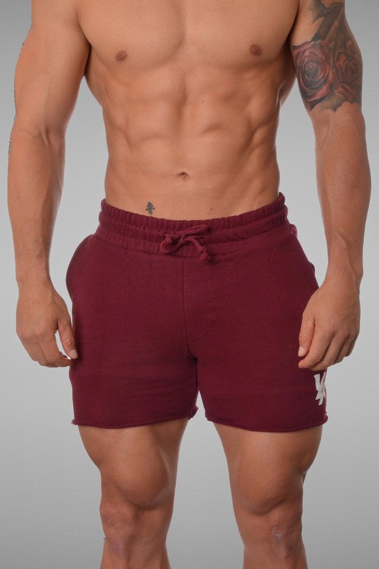 Pantalones Cortos Youngla 102 Bodybuilding French Terry Hombre Burdeos | MKSQGYR-20