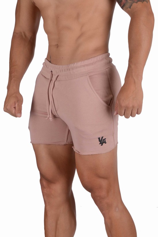 Pantalones Cortos Youngla 102 Bodybuilding French Terry Hombre Rosas | SBNWYEZ-70