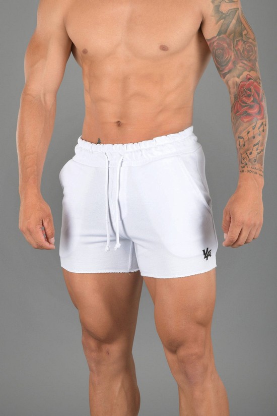 Pantalones Cortos Youngla 102 Bodybuilding French Terry Hombre Blancas | UIPNCKY-46