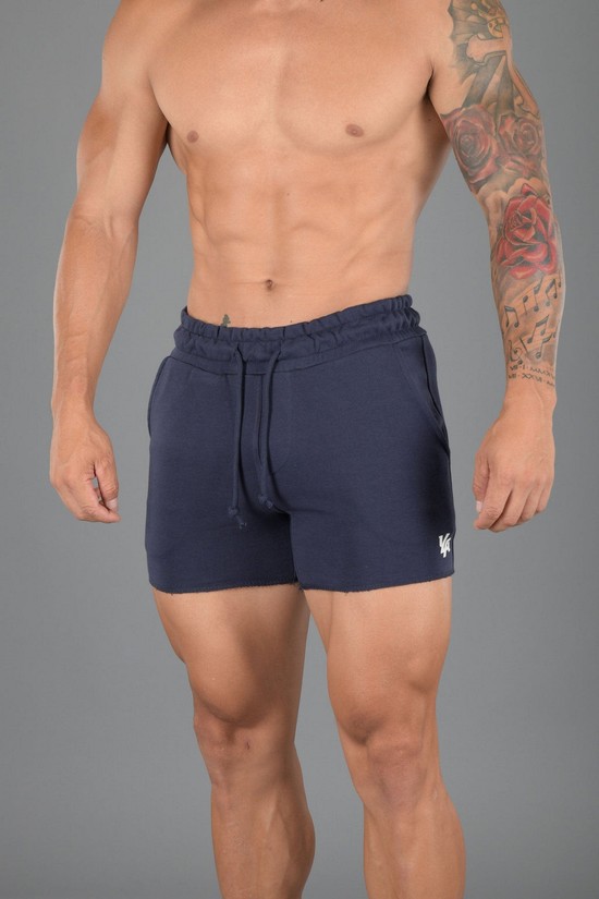 Pantalones Cortos Youngla 102 Bodybuilding French Terry Hombre Azul Marino | VPSJYLT-71