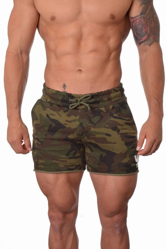 Pantalones Cortos Youngla 102 Bodybuilding French Terry Hombre Verde Oliva | XNSFYAP-07