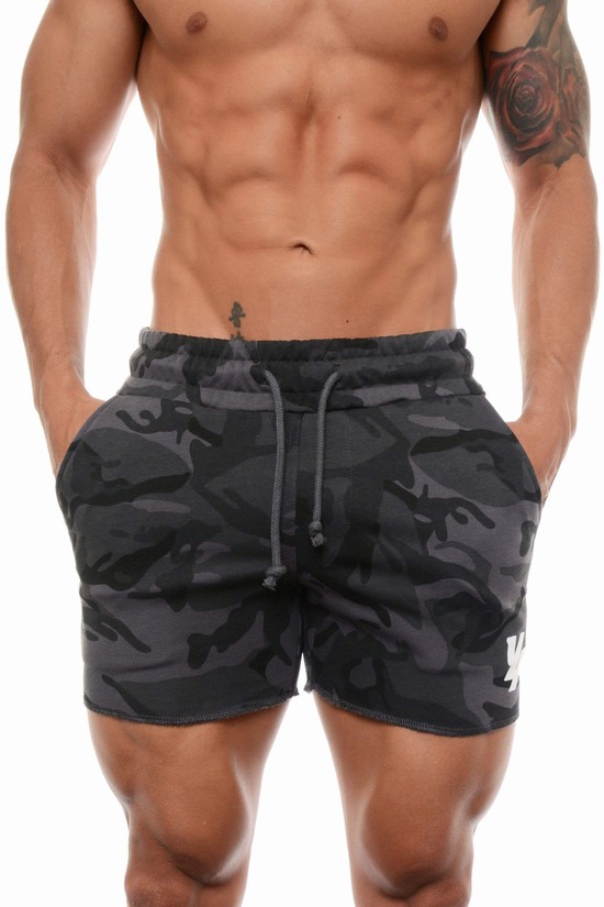 Pantalones Cortos Youngla 102 Bodybuilding French Terry Hombre Negras | ZWCGQBV-17