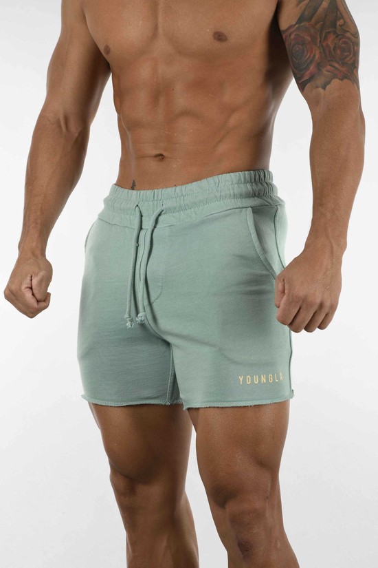 Pantalones Cortos Youngla 103 Pigment Washed Hombre Azules Claro | NJLBCWA-47