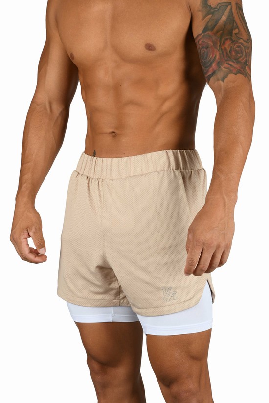 Pantalones Cortos Youngla 105 Compression 2.0 Hombre Beige | IADJEXL-42