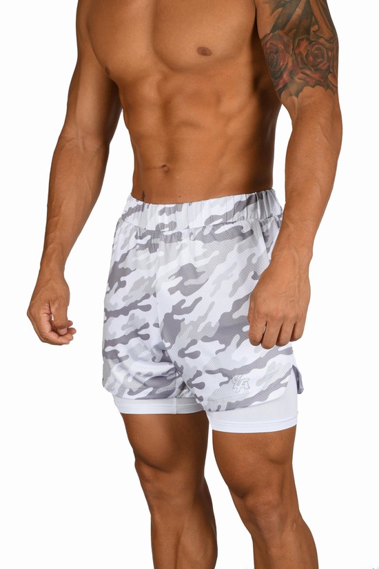 Pantalones Cortos Youngla 105 Compression 2.0 Hombre Blancas Gris | JMWIONV-12