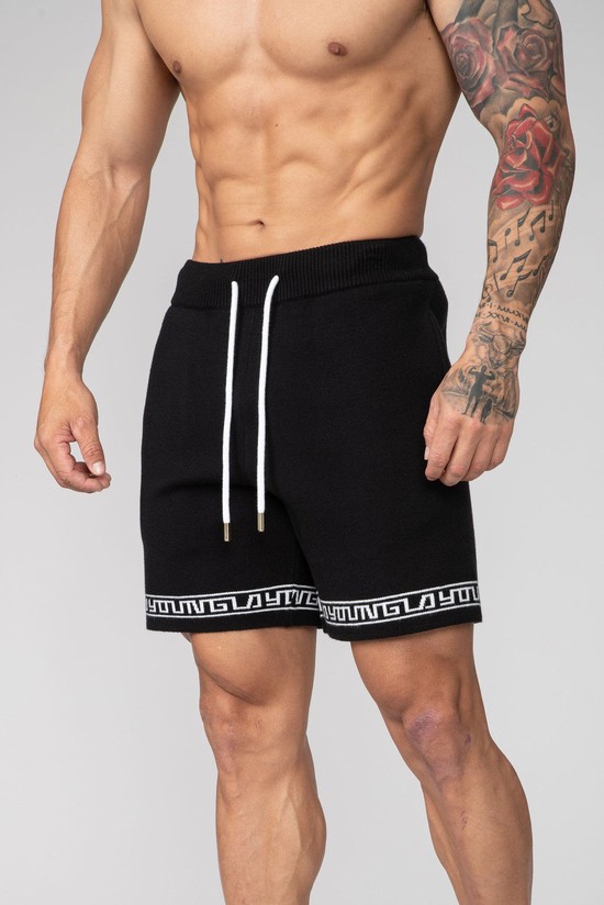 Pantalones Cortos Youngla 116 Hieroglyphic De Punto Hombre Negras | FONGPHC-67