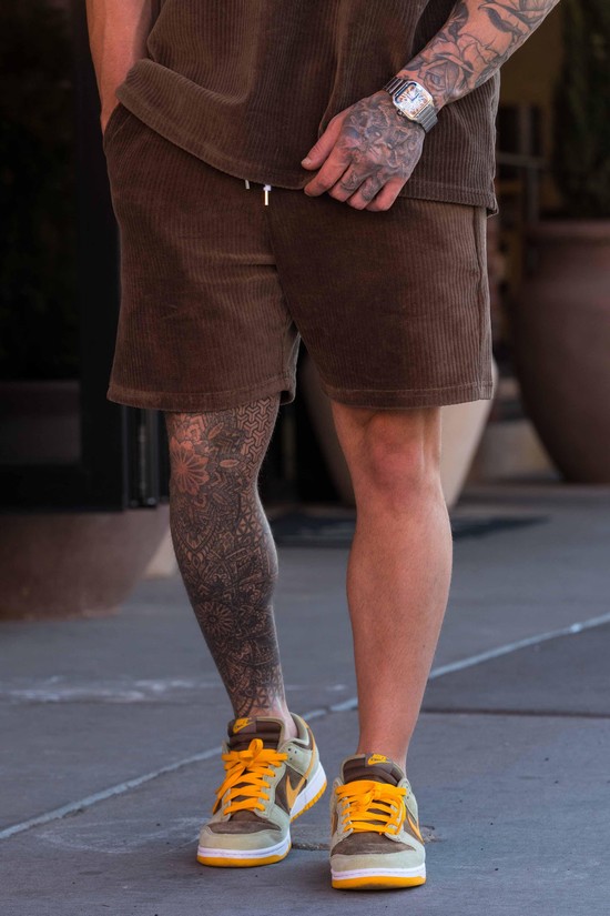 Pantalones Cortos Youngla 119 Cord Colección Hombre Cafe | NWRPMKE-18