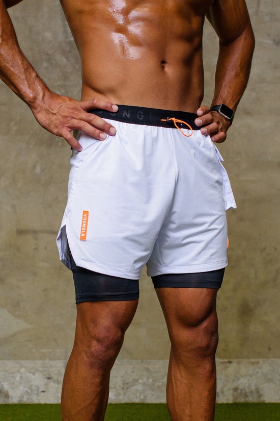 Pantalones Cortos Youngla 121 Performance Line Compression Hombre Blancas | MIWDGOB-65