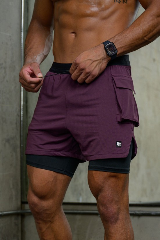 Pantalones Cortos Youngla 121 Performance Line Compression Hombre Burdeos | TSFWBAU-08