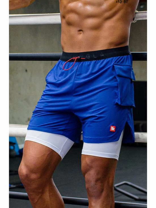 Pantalones Cortos Youngla 121 Performance Line Compression Hombre Azules | YBJHVMN-13