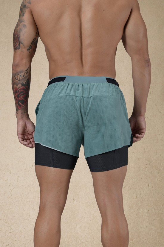 Pantalones Cortos Youngla 124 6am Compression Hombre Gris | CPFTJIM-05
