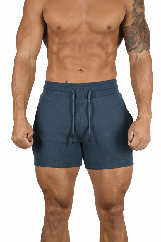 Pantalones Cortos Youngla 126 Interlock Hombre Azules | CYNEVUJ-53