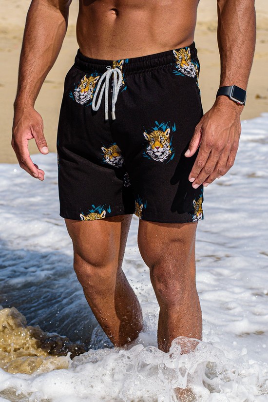 Pantalones Cortos Youngla 128 Abstract Swim '22 Hombre Negras | YNZPFKM-27