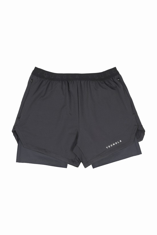 Pantalones Cortos Youngla 129 Trilogy Compression Hombre Gris Oscuro | GCSUMBH-29