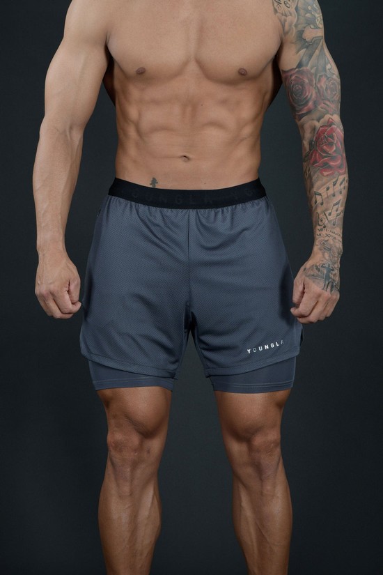 Pantalones Cortos Youngla 129 Trilogy Compression Hombre Gris | SXQWVOK-91