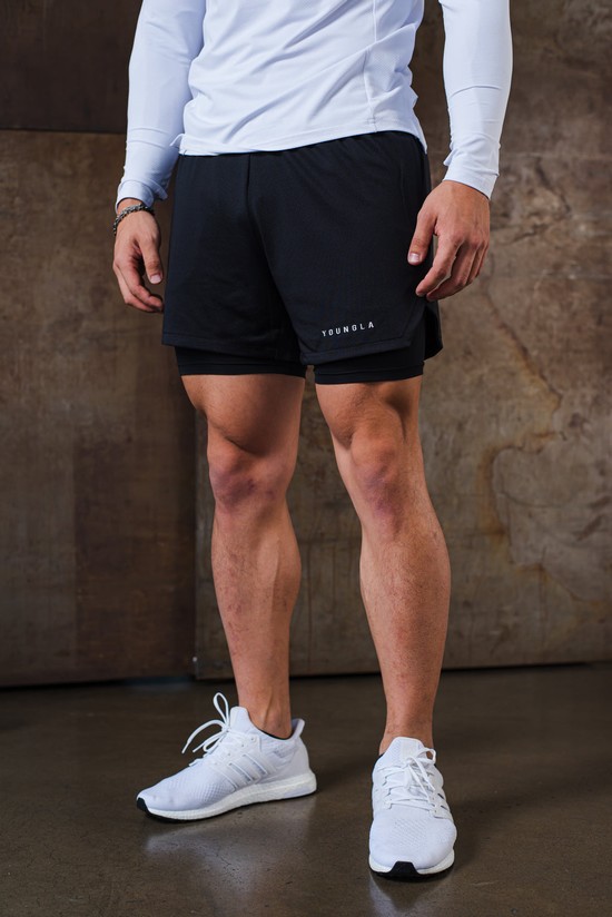 Pantalones Cortos Youngla 129 Trilogy Compression Hombre Negras | VQDOIPW-47
