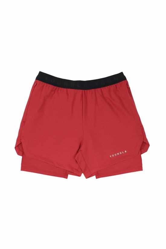 Pantalones Cortos Youngla 129 Trilogy Compression Hombre Rojas | ZFBREXL-38
