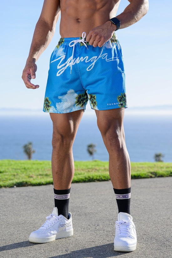 Pantalones Cortos Youngla 141 The Block Party Hombre Azules | WGOCIAU-86