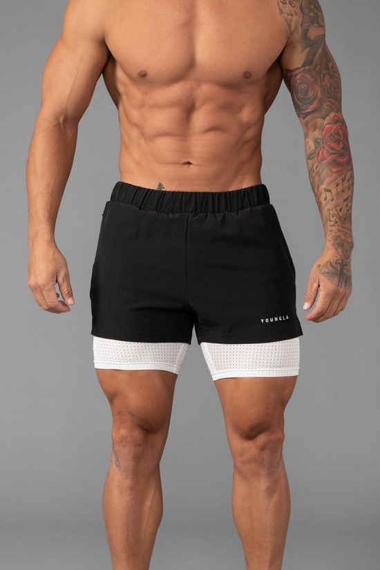 Pantalones Cortos Youngla 144 Peak Velocity Compression Hombre Azules | TOBMGAU-63