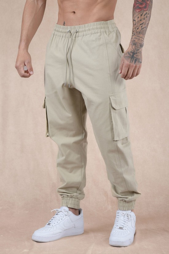 Pantalones Jogger Youngla 202 Twill Cargo Hombre Gris | CQEMJXI-61