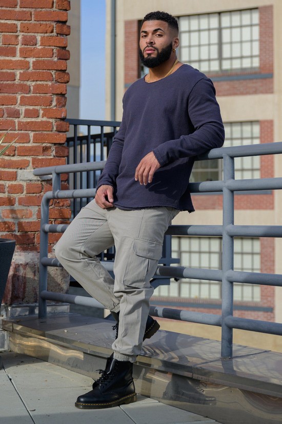 Pantalones Jogger Youngla 202 Twill Cargo Hombre Gris | ODTUVAN-57