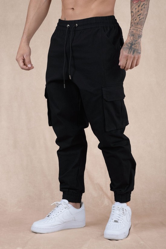 Pantalones Jogger Youngla 202 Twill Cargo Hombre Negras | TIMRXSQ-01