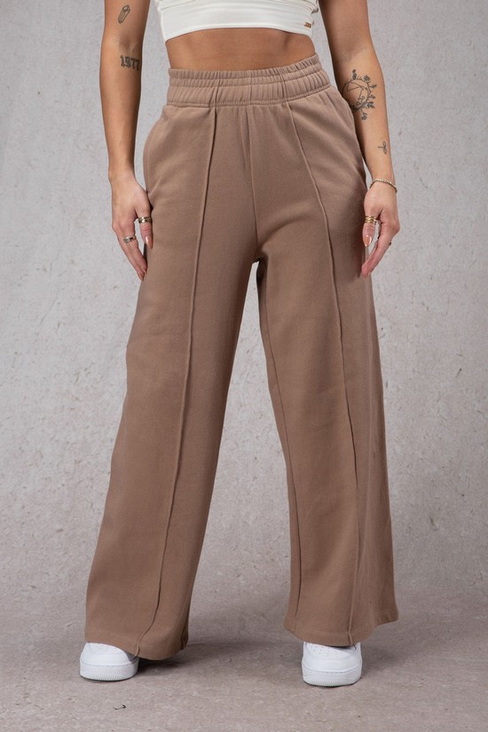 Pantalones Jogger Youngla W201 Anchos Leg Fleece Mujer Gris | EVXGMSH-82