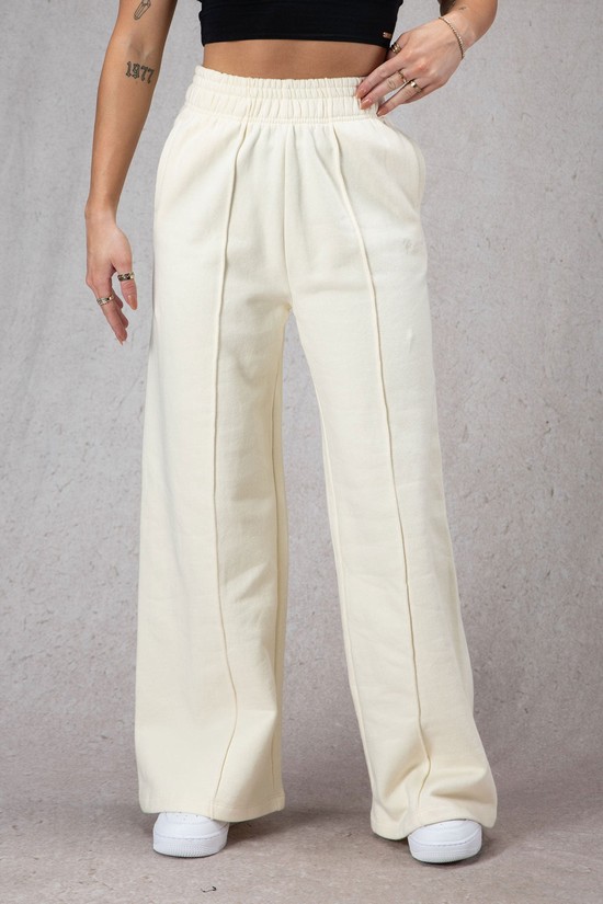 Pantalones Jogger Youngla W201 Anchos Leg Fleece Mujer Beige | PUBTZRI-25