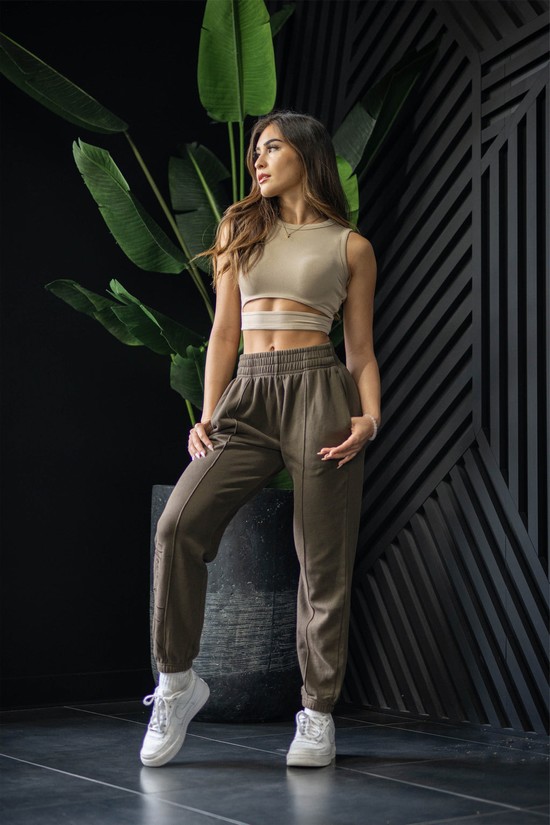 Pantalones Jogger Youngla W202 Script Mujer Gris Oscuro | AUNXSTO-28