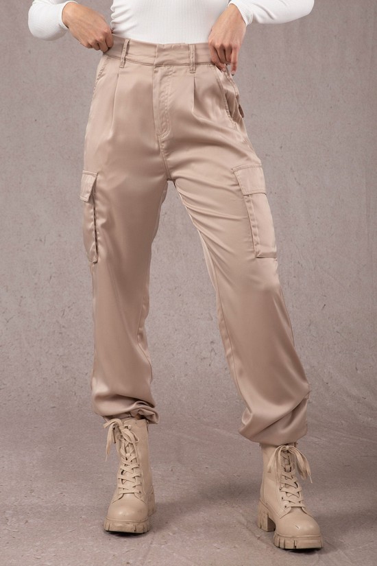 Pantalones Jogger Youngla W217 Gloria Satin Cargo Mujer Rosas | NFAYCKZ-45