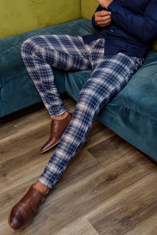 Pantalones Youngla 614 Dapper Vestido Hombre Azules | JFGALYD-63