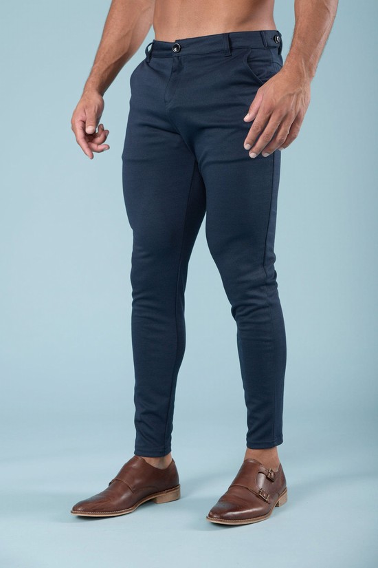 Pantalones Youngla 614 Dapper Vestido Hombre Azul Marino | UFVPEXN-97