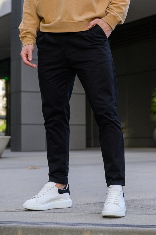 Pantalones Youngla 625 Slim Fit Chino Hombre Negras | EGCXBZJ-84