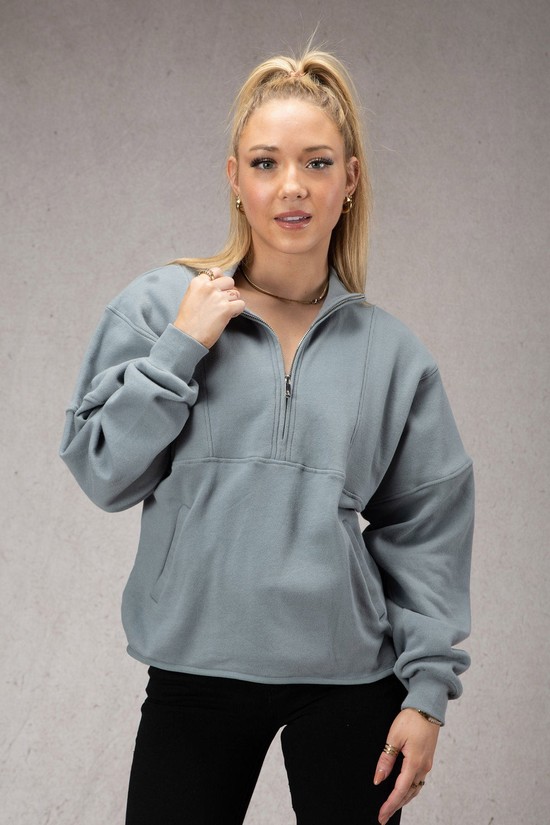 Pullover Youngla W504 Throwback Mujer Gris | UDJHTFV-70